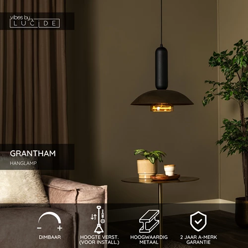 Lucide GRANTHAM - Hanglamp - Ø 40 cm - 1xE27 - Koffie - Vibes - USP